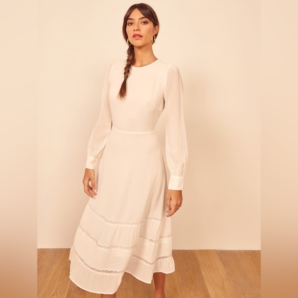 Reformation Ivory Midi Valarie Dress
